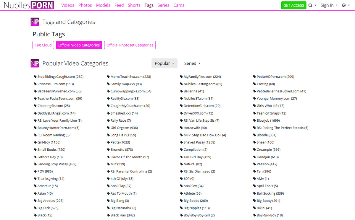 Nubiles Porn categories